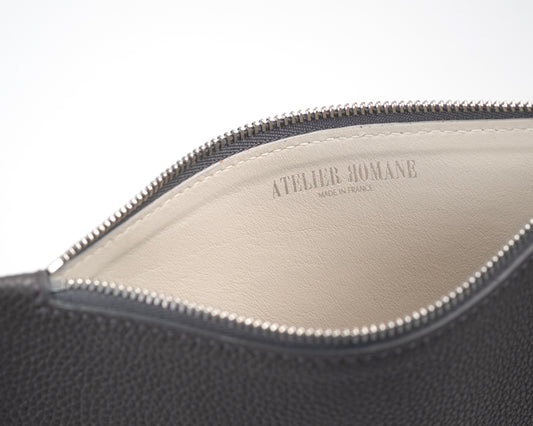 Grained grey leather City Pouch