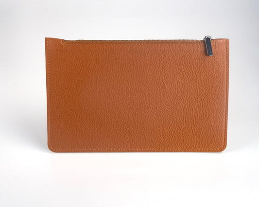 Grained brown leather City Pouch - Atelier Romane