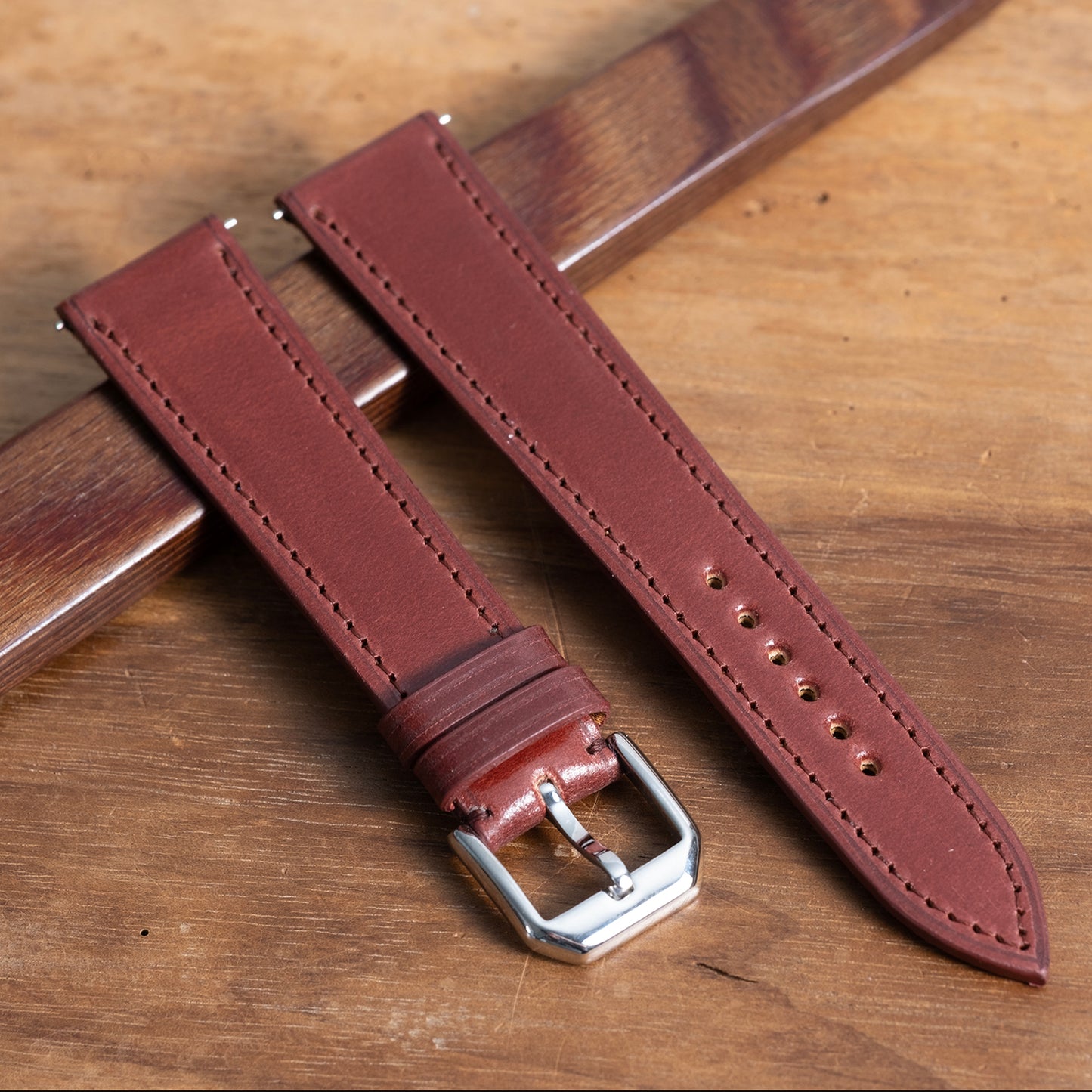 Watch Strap shell cordovan mahogany 19 mm