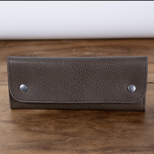 Pochette souple deux montres marron aspect pigskin