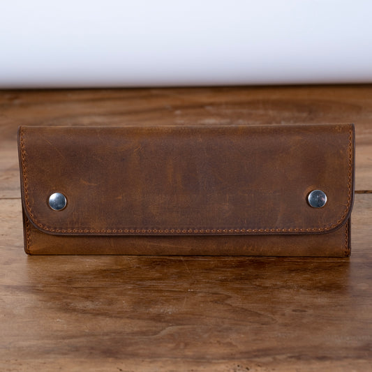 Pochette souple 2 montres cuir velours vintage