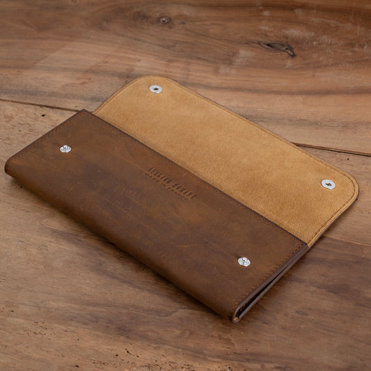 Pochette souple 2 montres cuir velours vintage