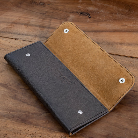 Pochette souple deux montres marron aspect pigskin