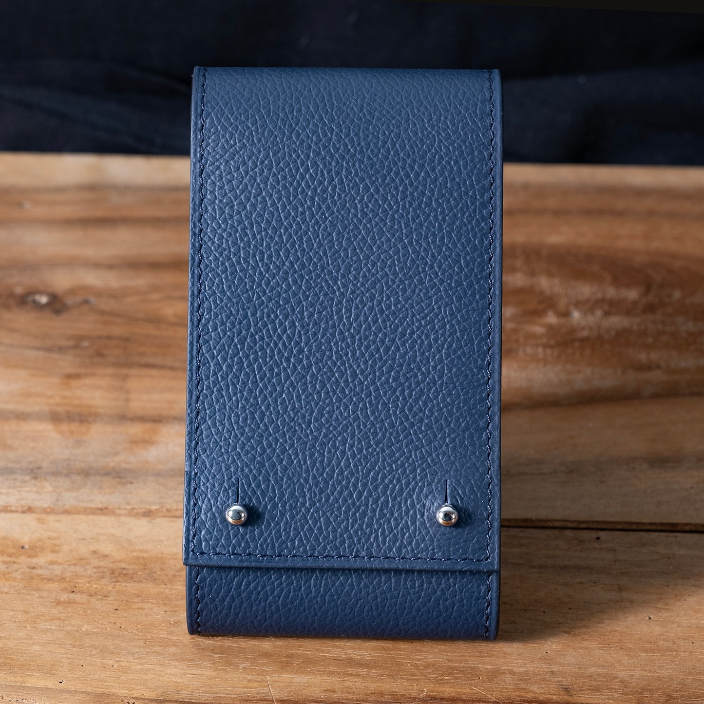 Etui une montre veau grainé marine