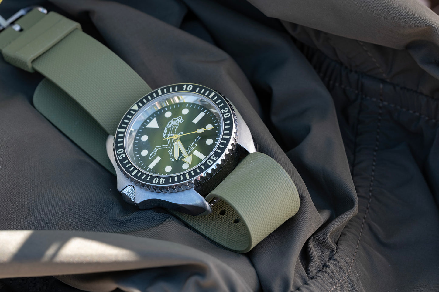 Watch Strap One piece fkm rubber Khaki