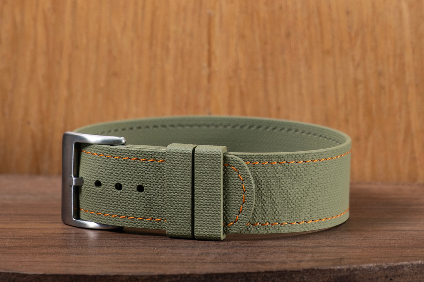 Watch Strap One piece fkm rubber Khaki couture orange