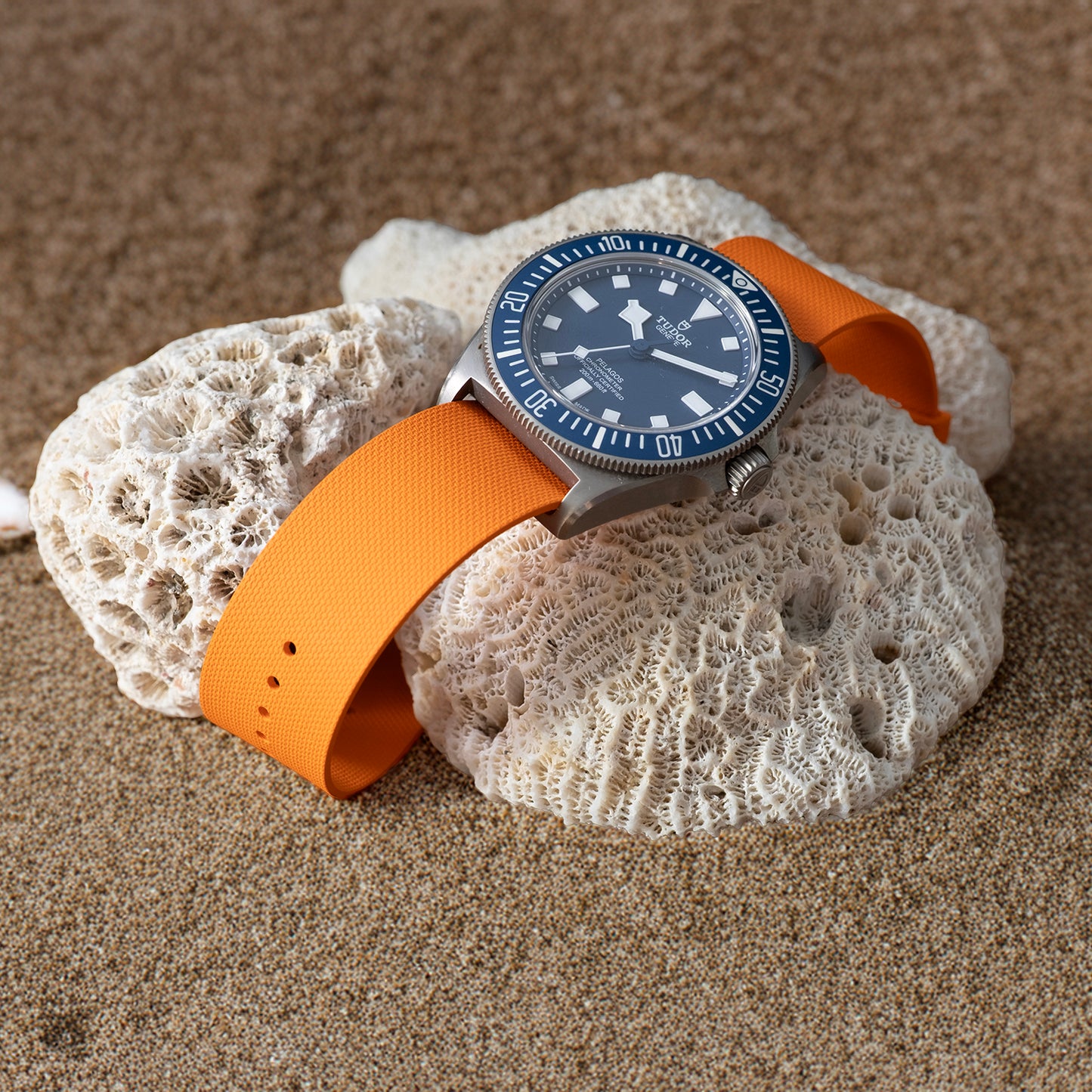 Watch Strap One piece fkm rubber Orange