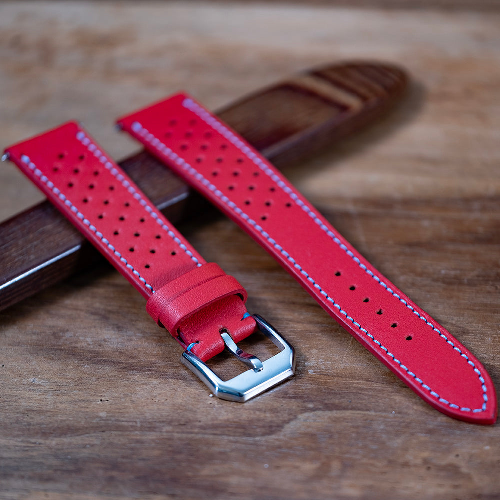 Bracelet veau rouge pour Yema x secondeseconde