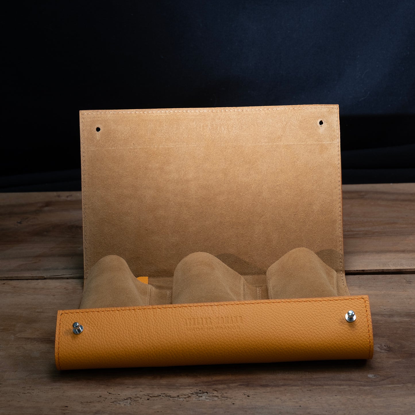 Pochette 3 Montres veau grainé orange