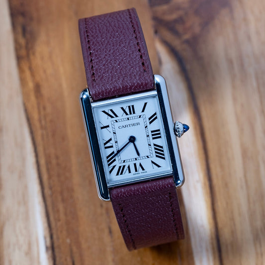 Bracelet de montre chèvre Bordeaux