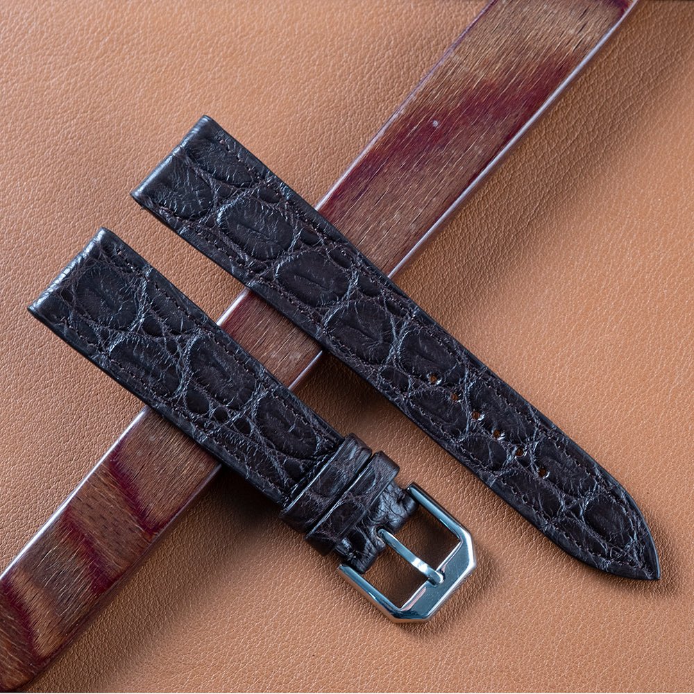 Bracelet alligator noir écailles rondes - Atelier romane