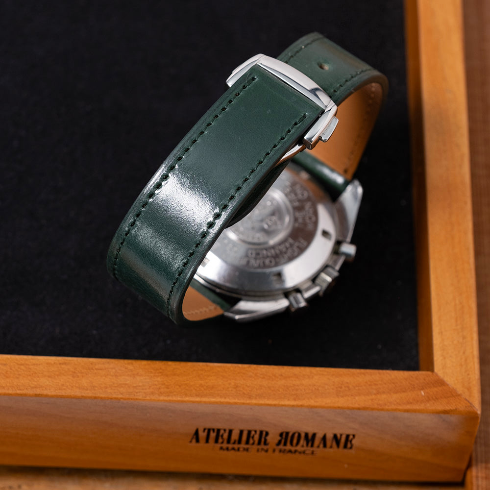 Bracelet shell cordovan vert compatible boucle déployante omega