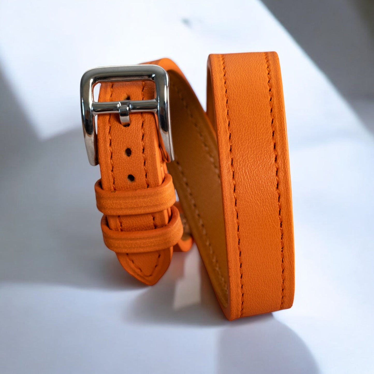 Bracelet Double Tour veau orange