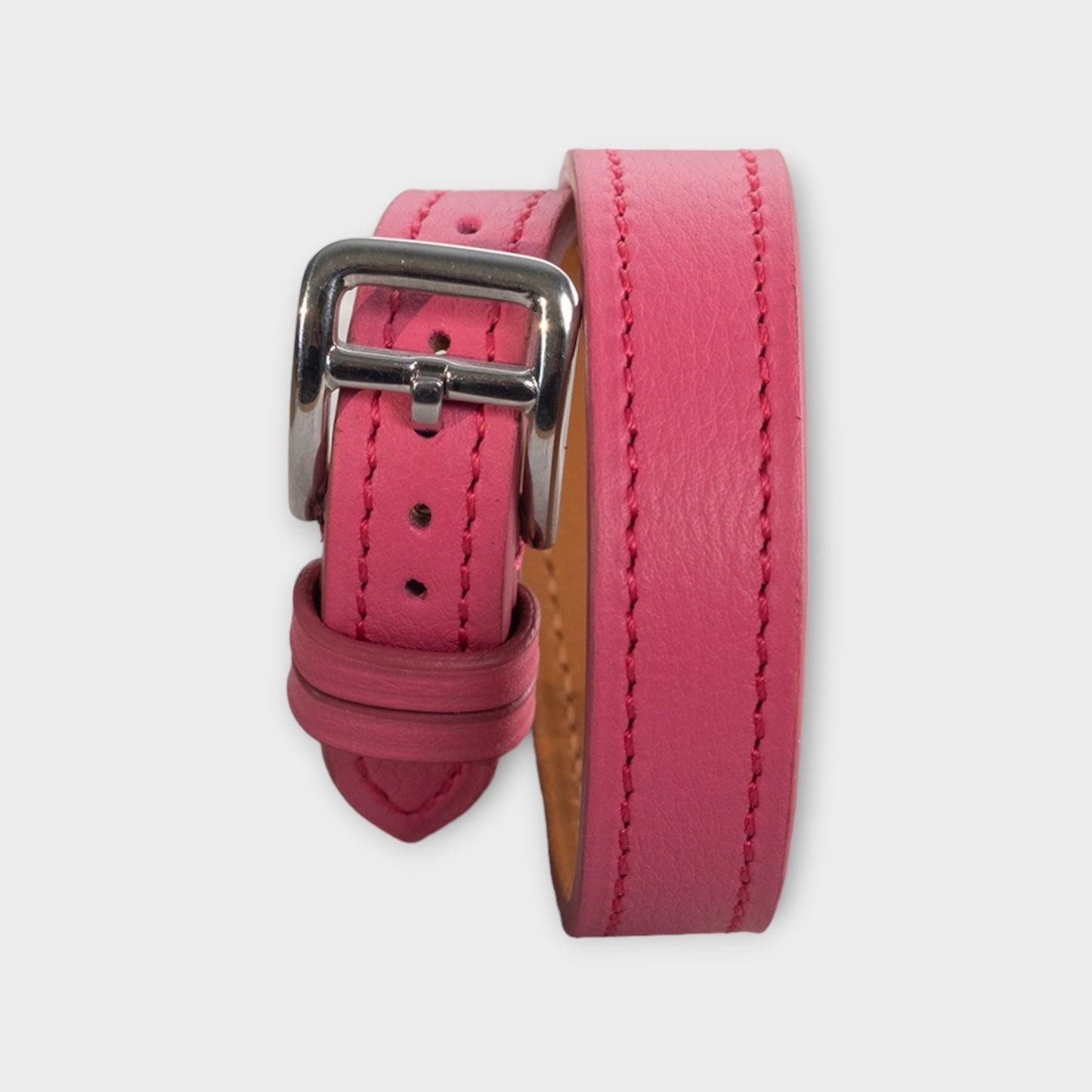 Bracelet Double Tour veau Rose