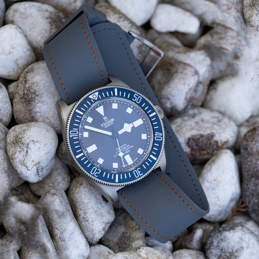 Watch Bands One piece fkm rubber grey couture orange