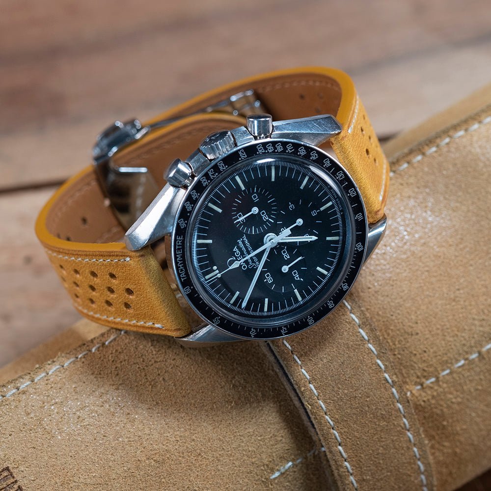 Watch Bands racing Tuscany ochre compatible omega folding clasp - Atelier romane