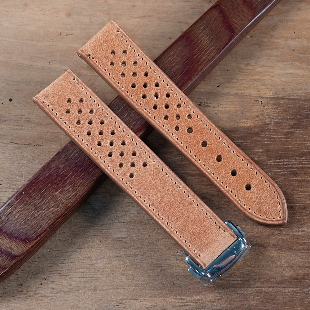 Watch Bands racing Tuscany camel compatible omega folding clasp - Atelier romane