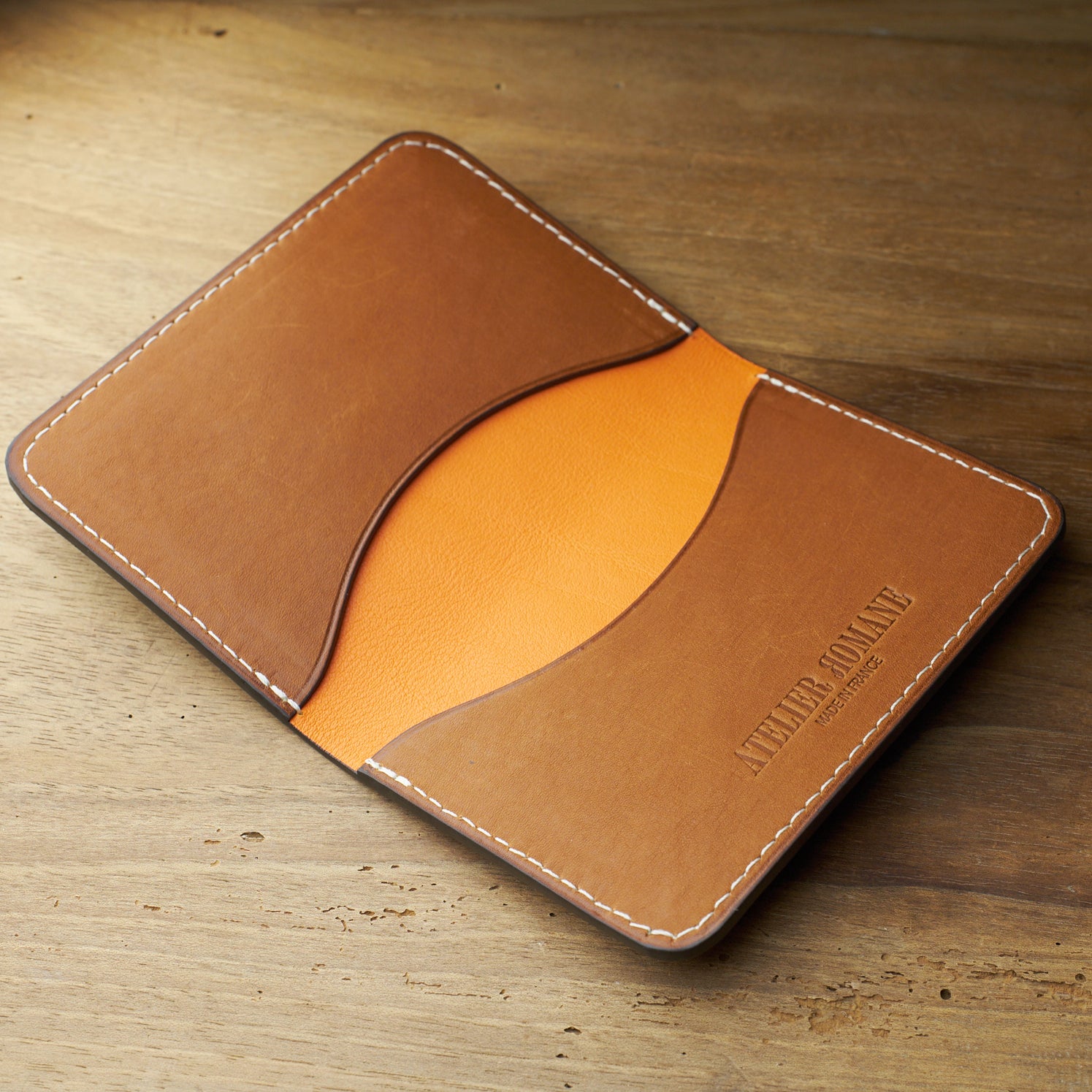 Card Holder - Tan /orange - Atelier romane