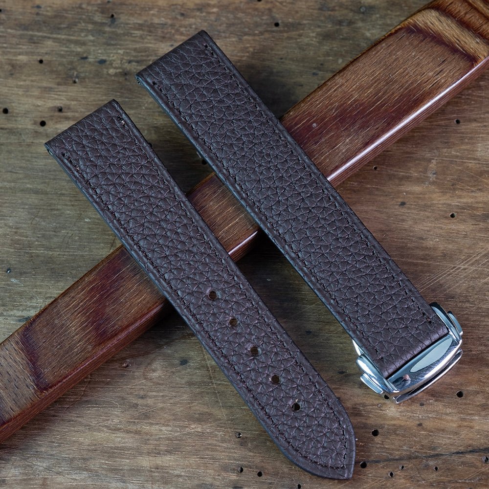 Bracelet Taurillon chocolat compatible boucle déployante omega - Atelier romane