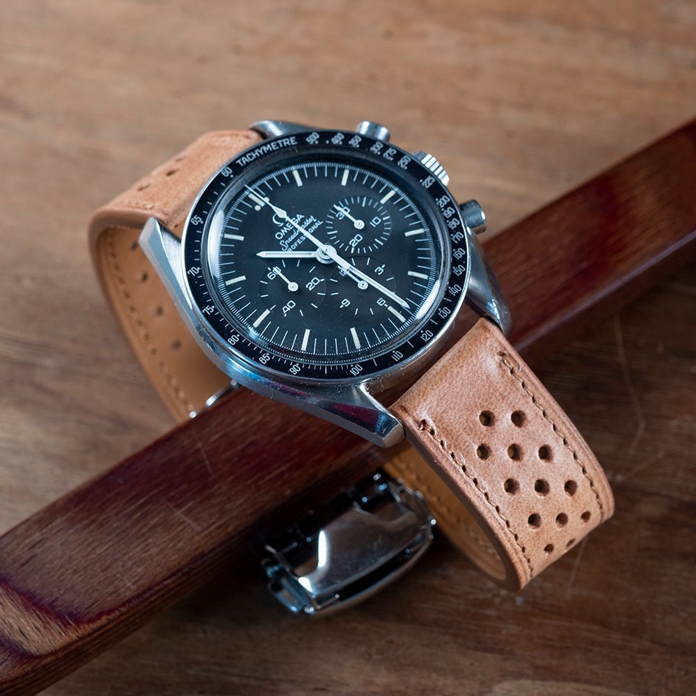 Watch Bands racing Tuscany camel compatible omega folding clasp - Atelier romane