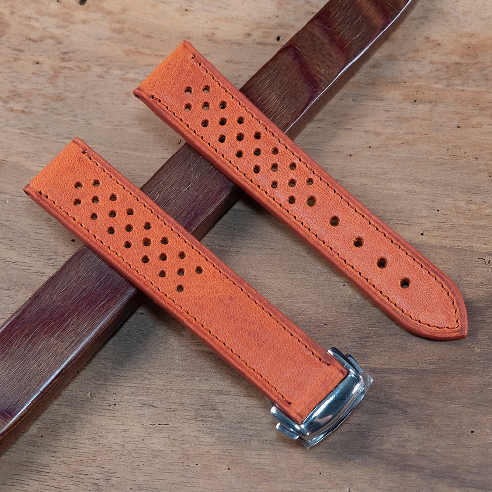 Watch Bands rallye Tuscany brique racing compatible omega folding clasp - Atelier romane