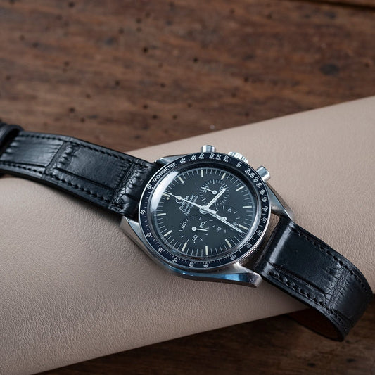 Bracelet alligator noir écailles carrées - Atelier romane