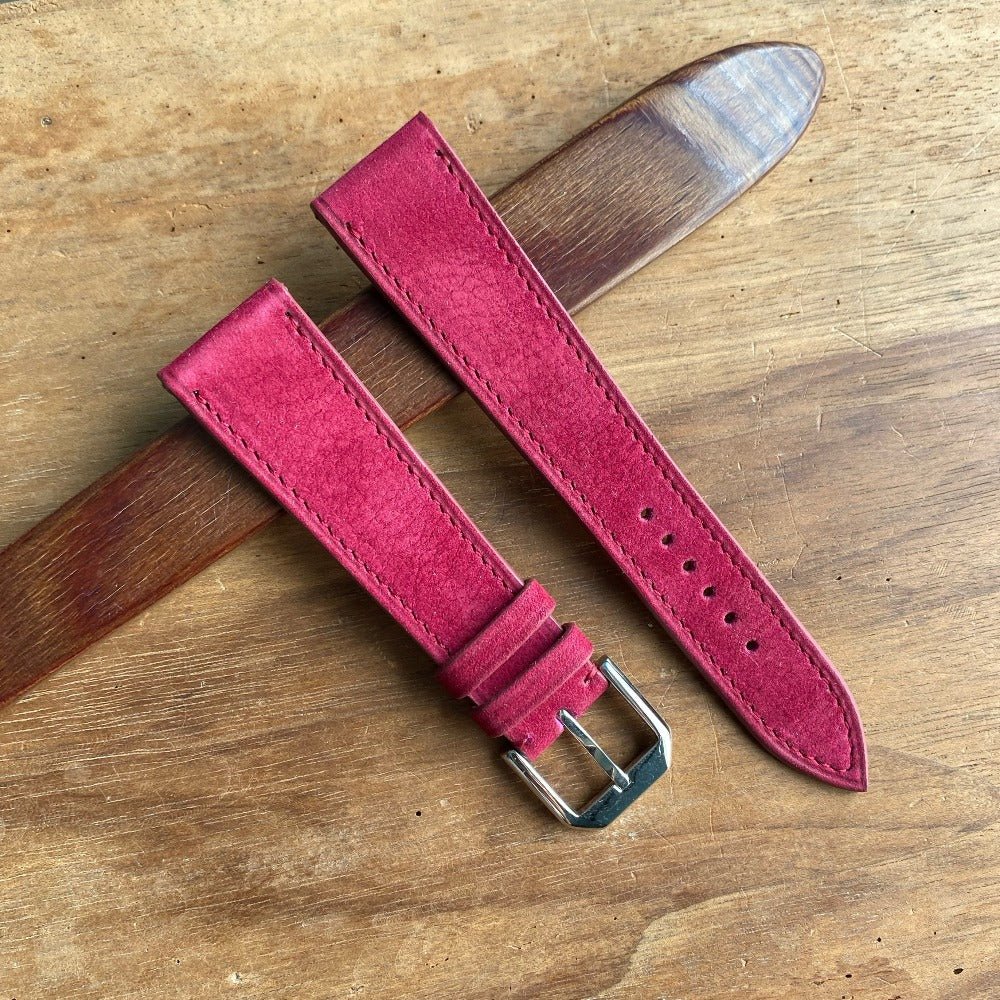 Bracelet de montre nubuck framboise - Atelier romane