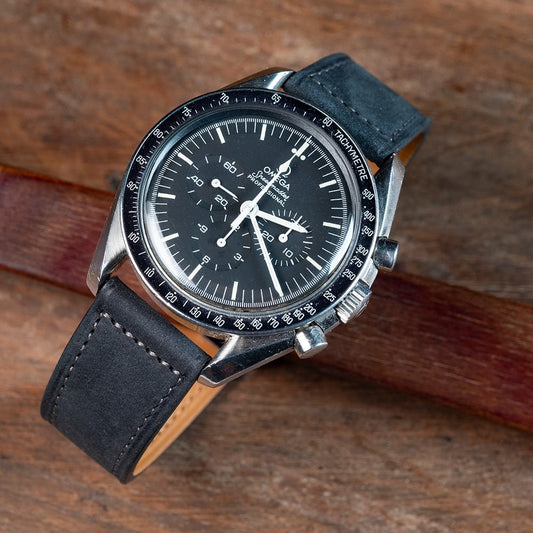 Watch Bands nubuck anthracite grey horizontal seams - Atelier romane