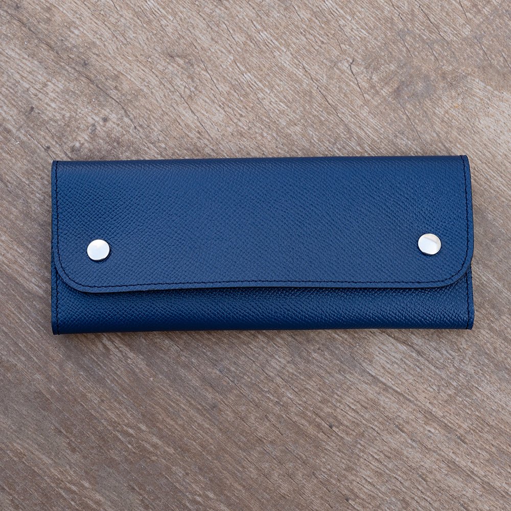 Pochette souple deux montres veau grainé bleu - Atelier romane