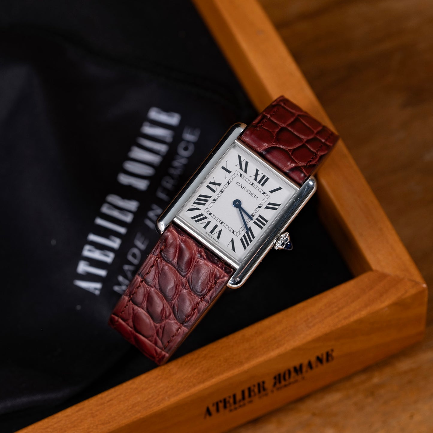 Bracelet alligator bordeaux écailles rondes
