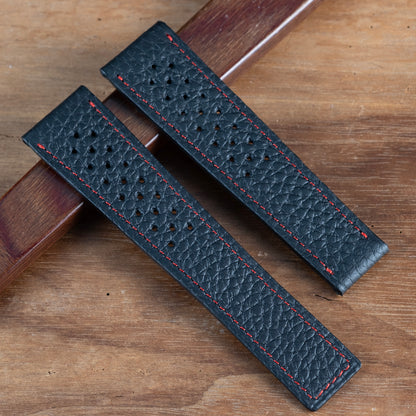 Watch Strap black grained tag heuer buckle compatible