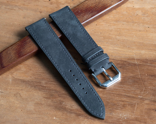 Watch Strap Curved end nubuck anthracite - Atelier romane