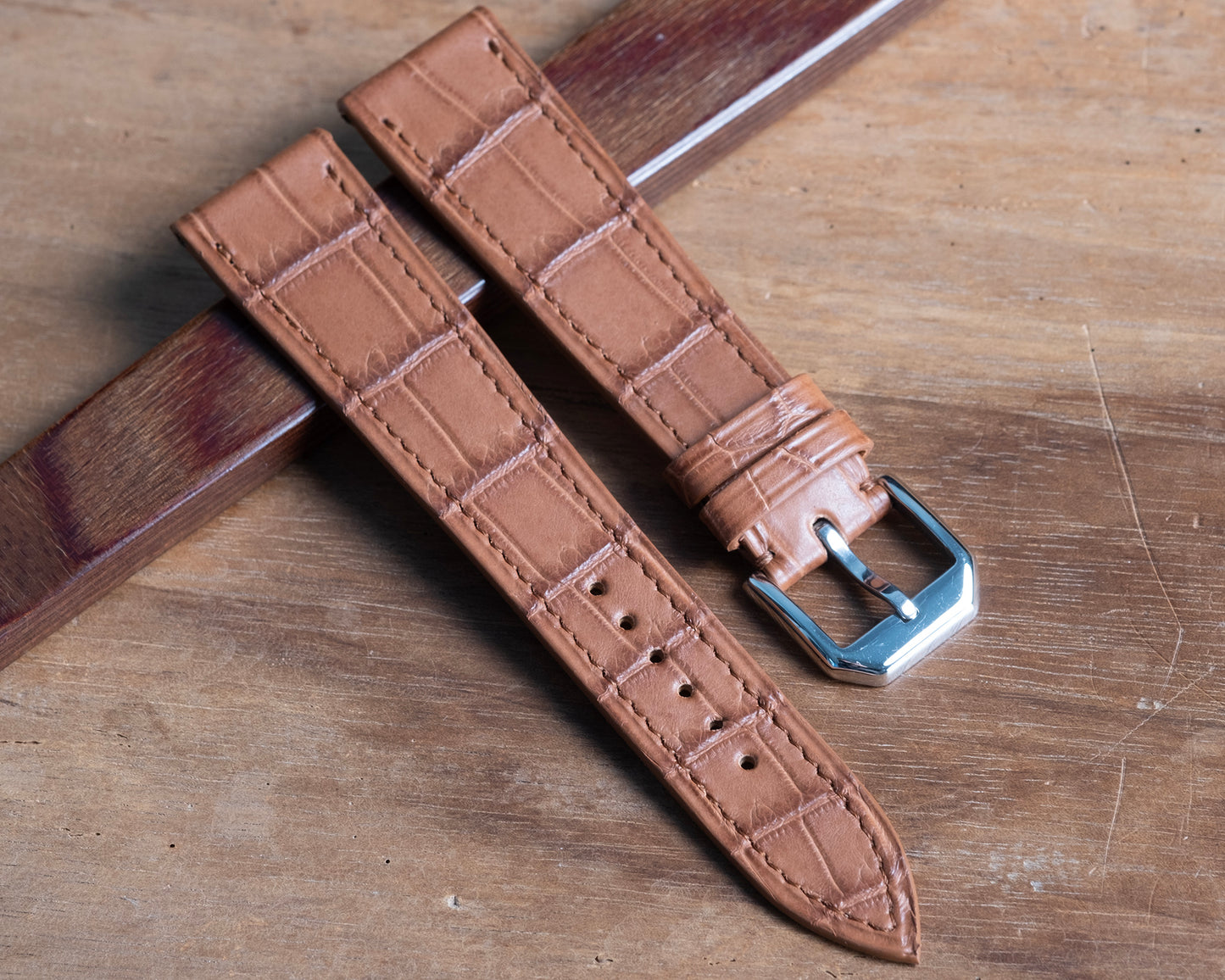 Watch Strap alligator gold square scales