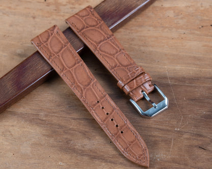 Watch Strap alligator gold round scales