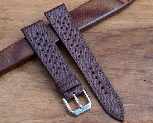 Watch Strap imperial leather Mahogany brown racing