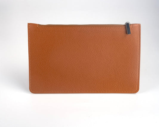 City clutch bag in brown grained leather - Atelier romane