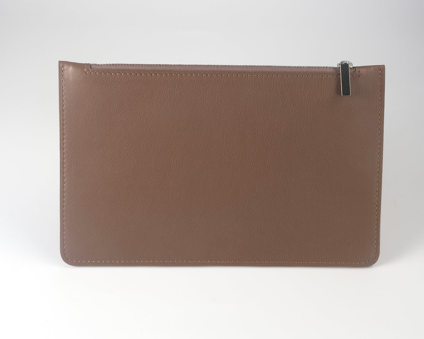 Taupe leather city clutch bag