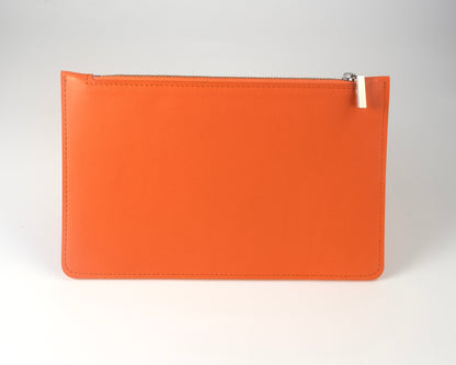 Orange leather city pouch