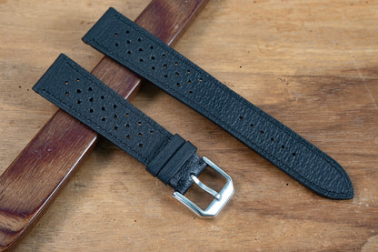 Watch Strap racing pigskin black