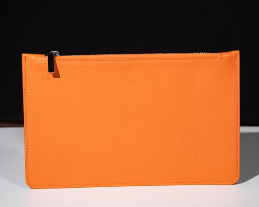 Pochette city cuir orange