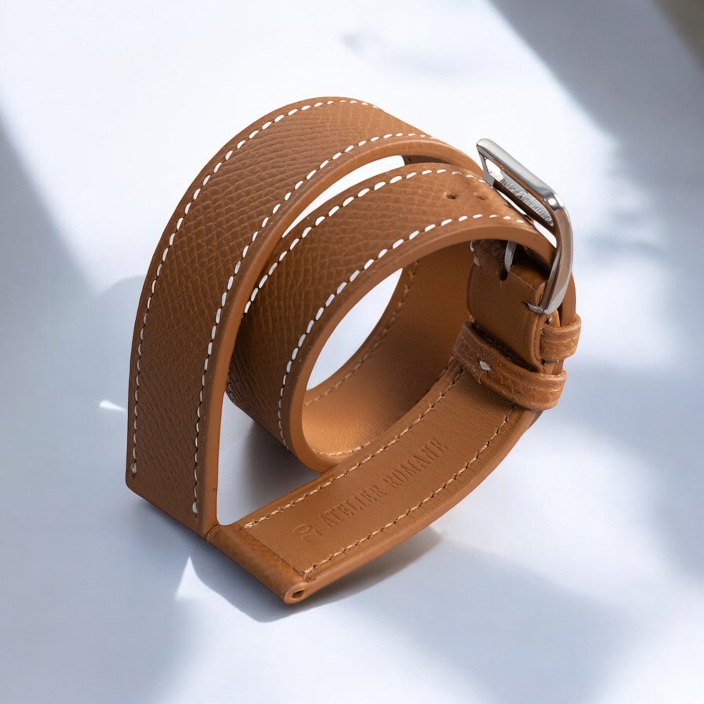 Bracelet Double Tours veau Grainé Gold