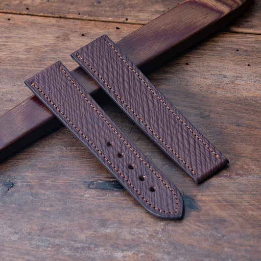 Watch Strap Russian mahogany leather, omega folding clasp compatible