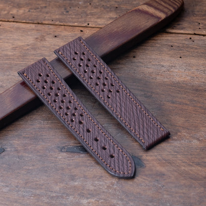 Watch Strap Russian mahogany leather, omega folding clasp compatible