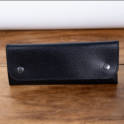 Pigskin-look black soft case for two watches