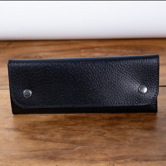Pigskin-look black soft case for two watches