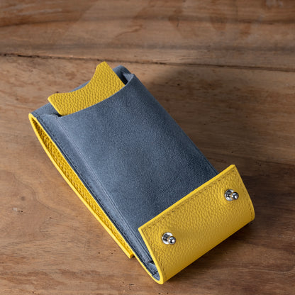Yellow grained leather watch case
