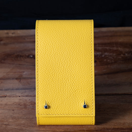Yellow grained leather watch case