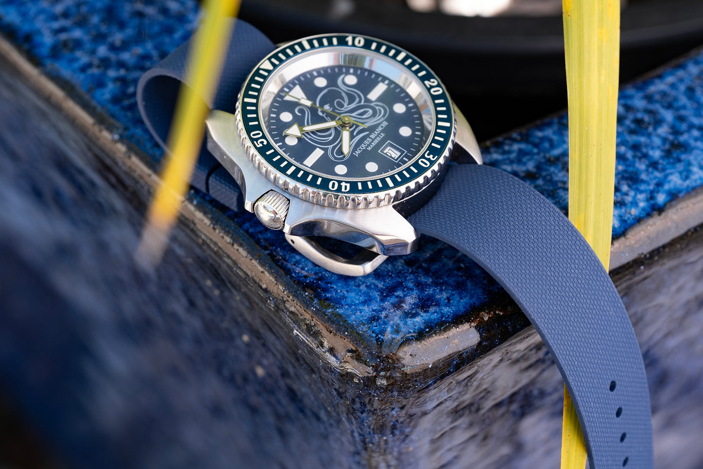 Watch Strap One piece fkm rubber Blue