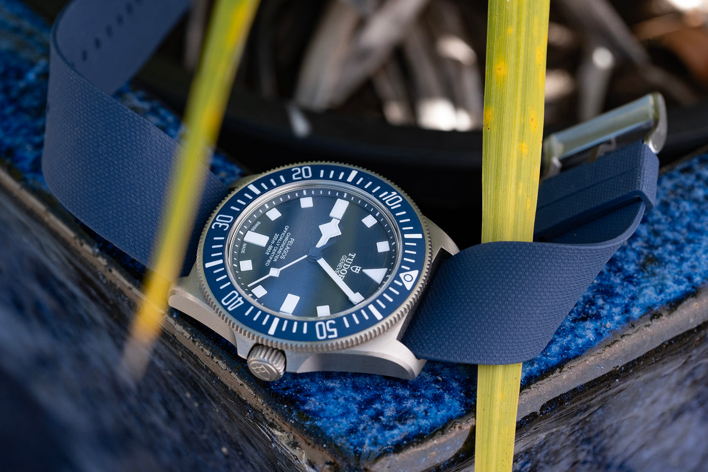 Watch Strap One piece fkm rubber Blue