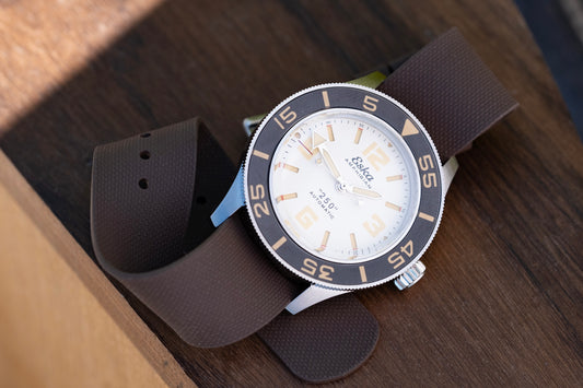Watch Strap One piece fkm rubber Brown